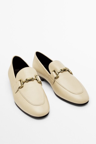 Leather Loafers With Metal Buckle from Massimo Dutti