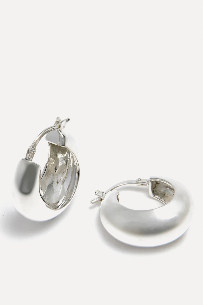 Silver Small Chunky Hoop Earrings