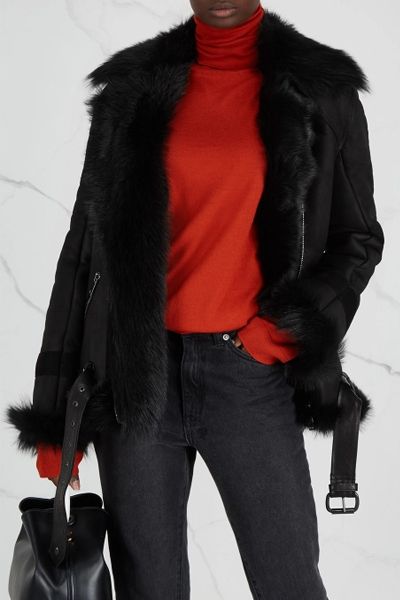 Black Shearling-Lined Leather Jacket from Dom Goor X MERCER7