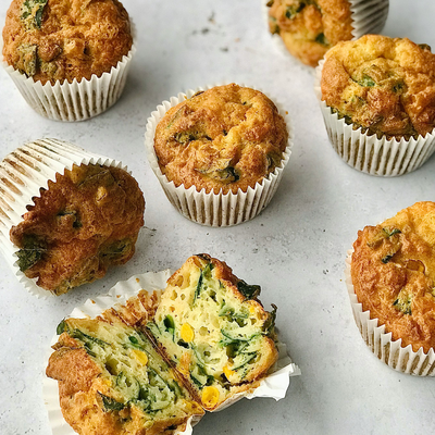 Cheese, Sweetcorn & Spinach Muffins