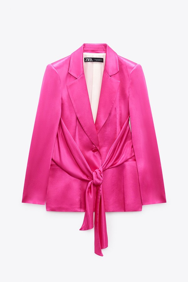 Satin Blazer With Tie Detail from Zara