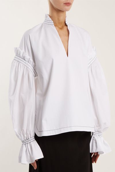 Ruffled-collar Cotton-Poplin Blouse from Jonathan Simkhai