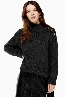 Knitted Button Shoulder Jumper from Topshop