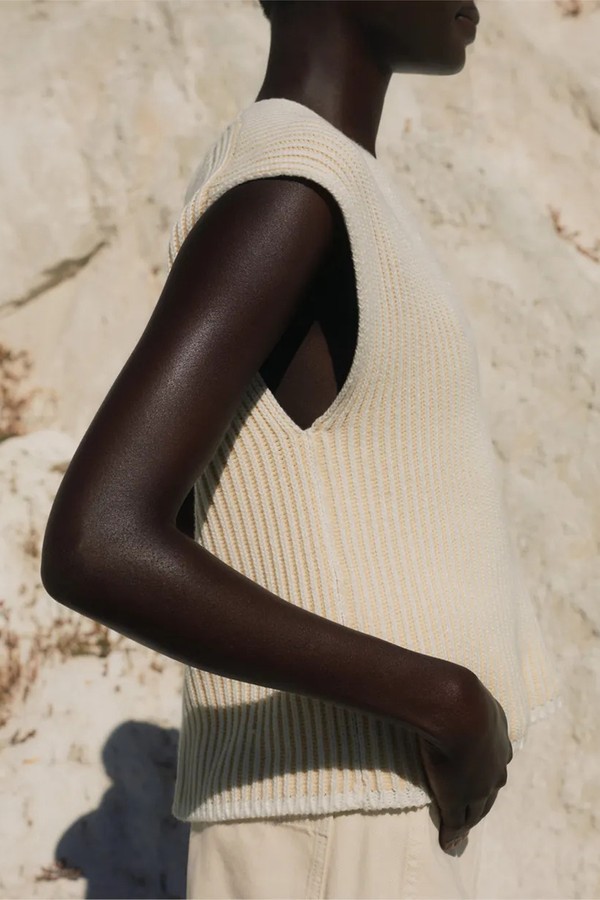 Soft-Touch Rib Cotton Knit Vest from ME + EM