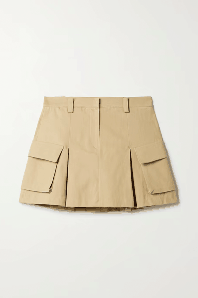 Audrey Pleated Cotton-Twill Mini Skirt from The Frankie Shop