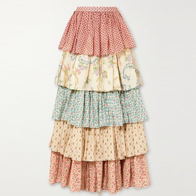 Tiered Printed Cotton Maxi Skirt from Gucci