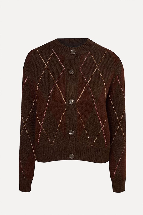 Argyle Button Through Cardigan from George At Asda