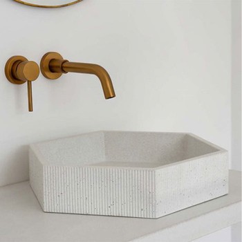 Ferla Ribbed Hexagon Shaped Concrete Basin from Ca' Pietra