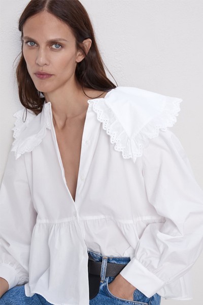 Poplin Blouse With Peter Pan Collar