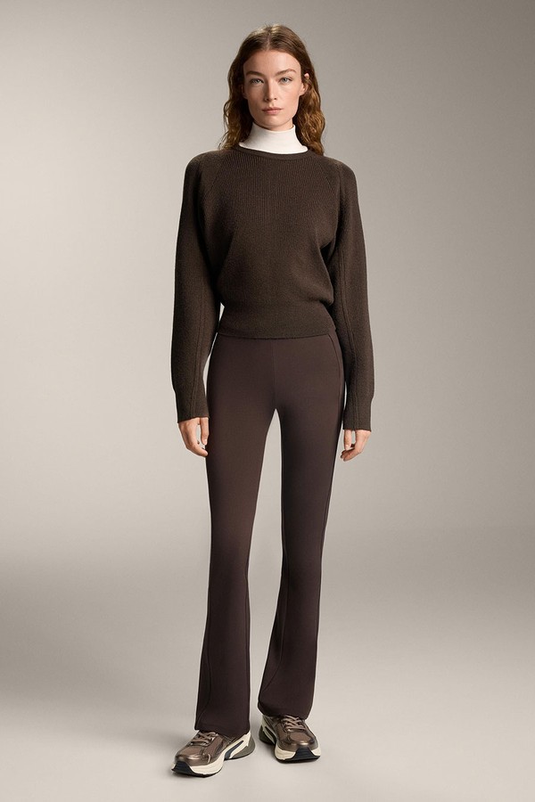 High Rise Warm Flare Trousers With Pockets