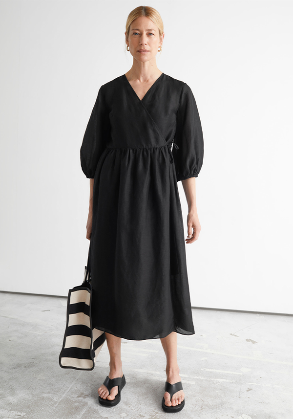 Relaxed Midi Wrap Dress