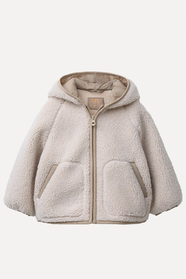 Faux Shearling Jacket With Hood