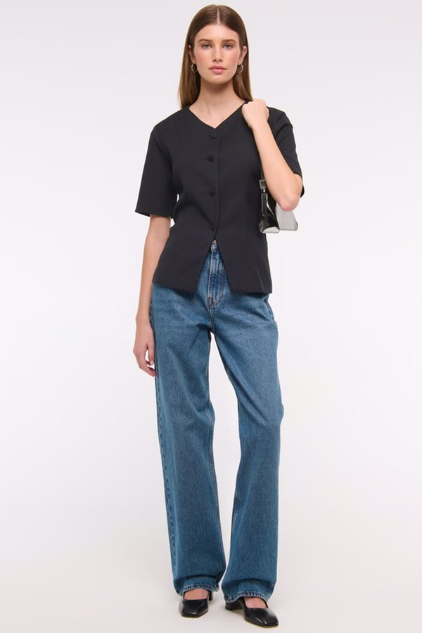 Short-Sleeve Tailored Vest Top