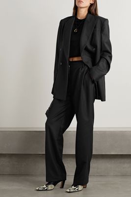 The Ren Pleated Wool-Twill Straight-Leg Pants from Interior