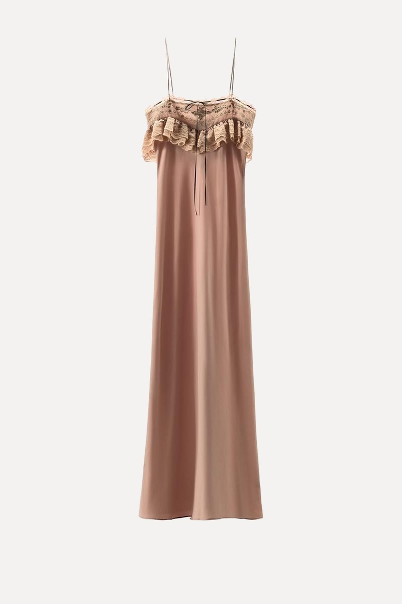 Embroidered Dress With Contrast Bow