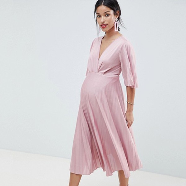 Maternity Kimono Pleated Midi Dress from Asos