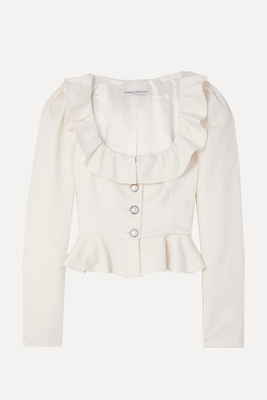 Embellished Ruffled Cropped Wool-Crepe Jacket from Alessandra Rich