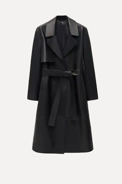 100% Leather Trench Coat from Mango