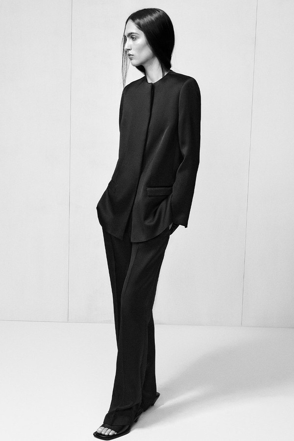 Structured Collarless Satin Blazer from cos