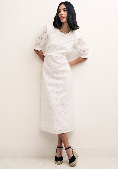 Organic Cotton Broderie Midi Tea Dress from Nobody's Child