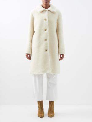 Katerine Wool Blend Faux Shearling Coat from A.P.C