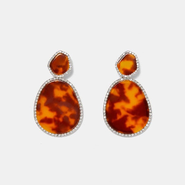 Rhinestone-Encrusted Border Earrings from Zara