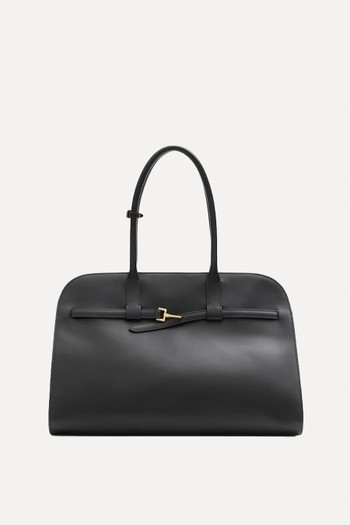 Leather Shopper Bag With Buckle from Mango