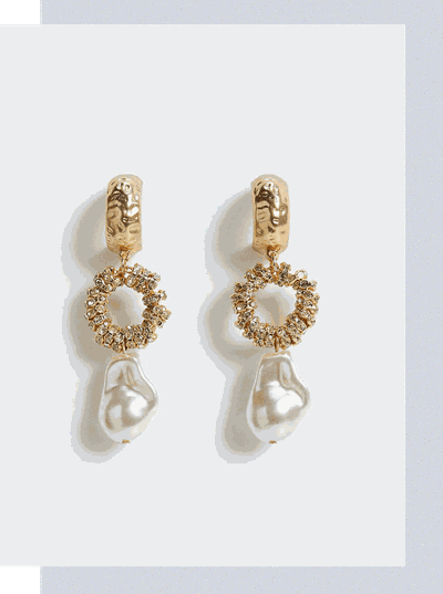 Pearl-Effect Crystal Earrings, £17.99 | Mango