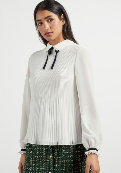 Berritt Micro Pleat Top With Bow
