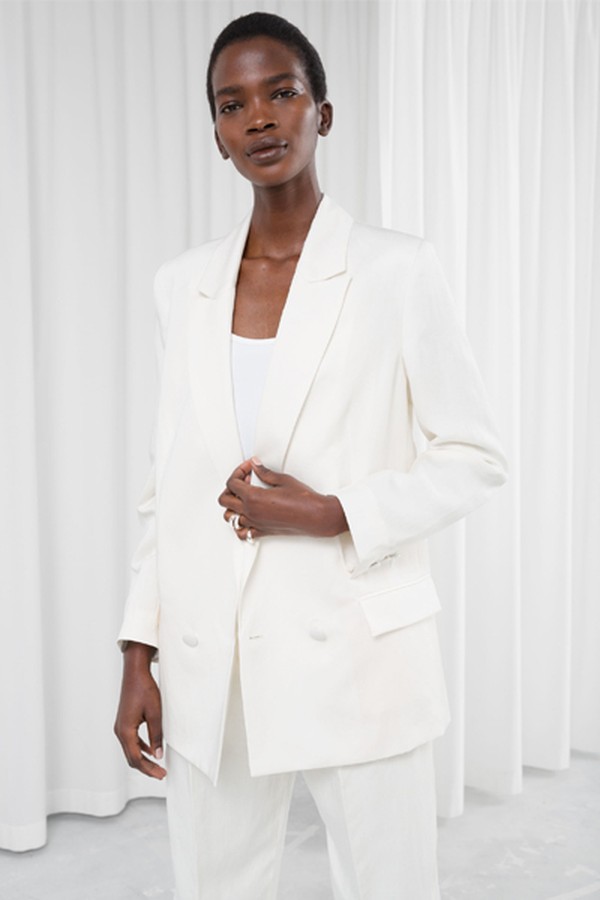 Double Breasted Linen Blend Blazer from & Other Stories
