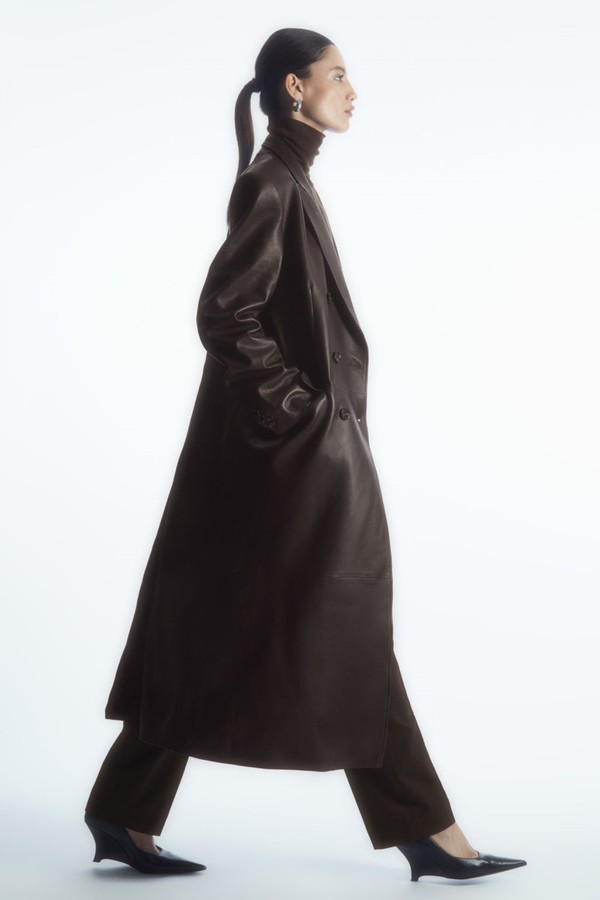 Oversized Double-Breasted Leather Coat  from COS 