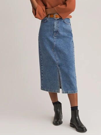 Straight Mid-Length Skirt from La Redoute