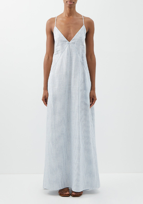 Striped Organic-Linen Voile Maxi Dress from Another Tomorrow