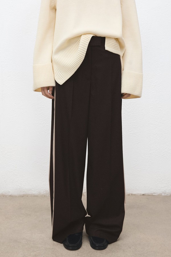 Wide Leg Trousers With Contrast Stripe from Mango