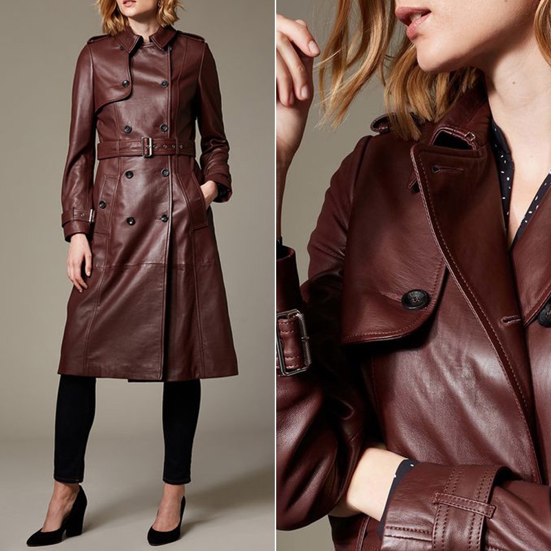 Longline Leather Trench Coat