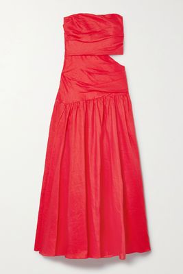 Lyre Strapless Cutout Linen Midi Dress from Zimmermann