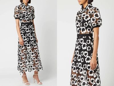 Short Sleeve Abstract Guipure Dress from Self-Portrait