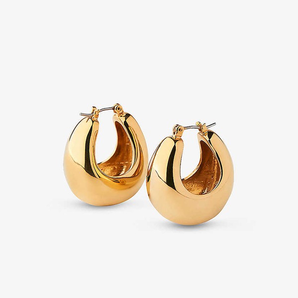 Gold-Plated Curved Hoop Earrings from Whistles