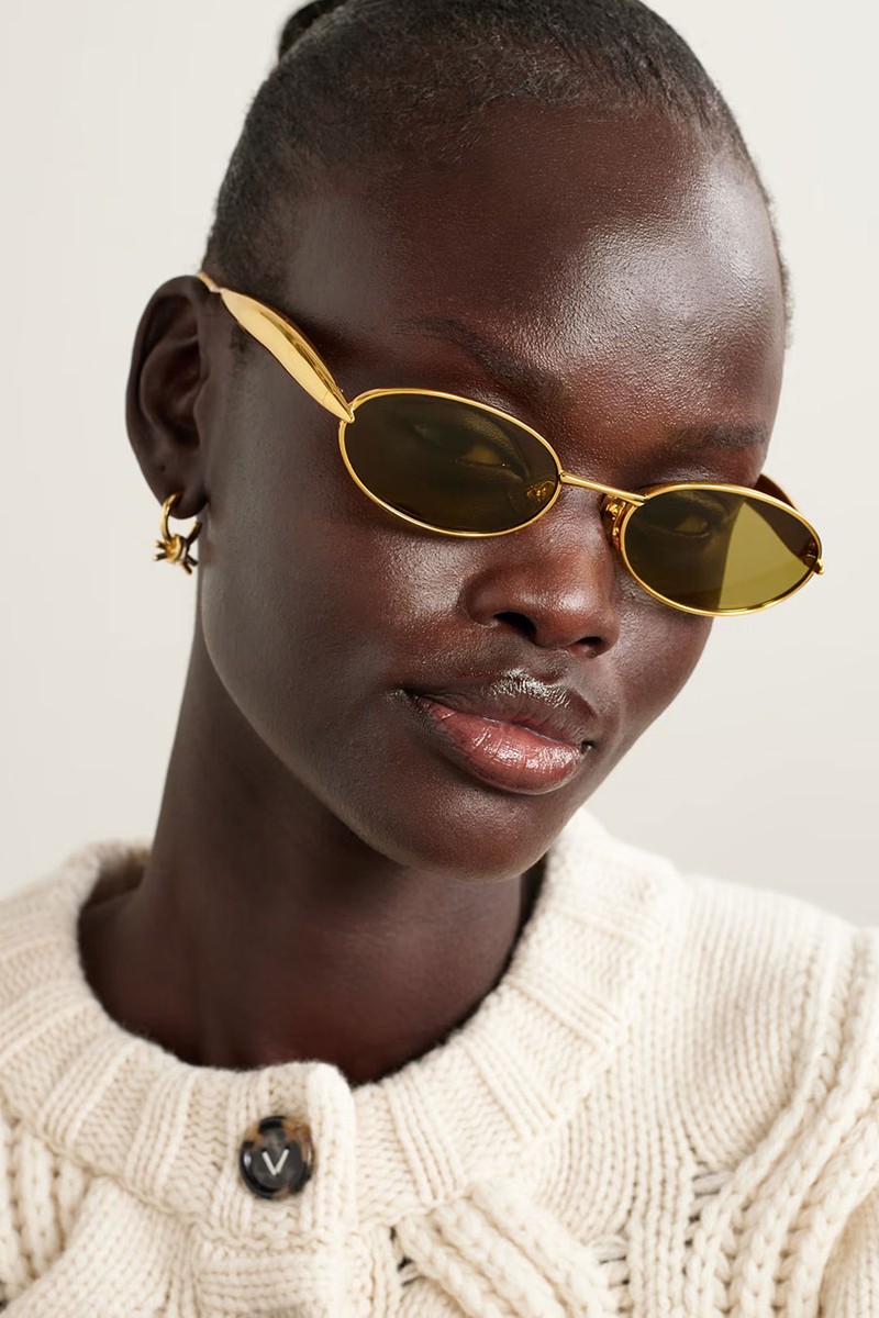 Sardine Oval-Frame Gold-Tone Sunglasses from Bottega Veneta Eyewear