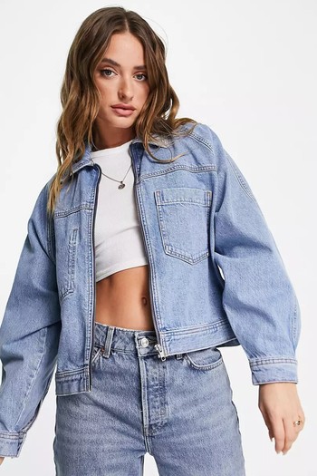 Boxy Crop Recycled Cotton Blend Denim Jacket from Topshop