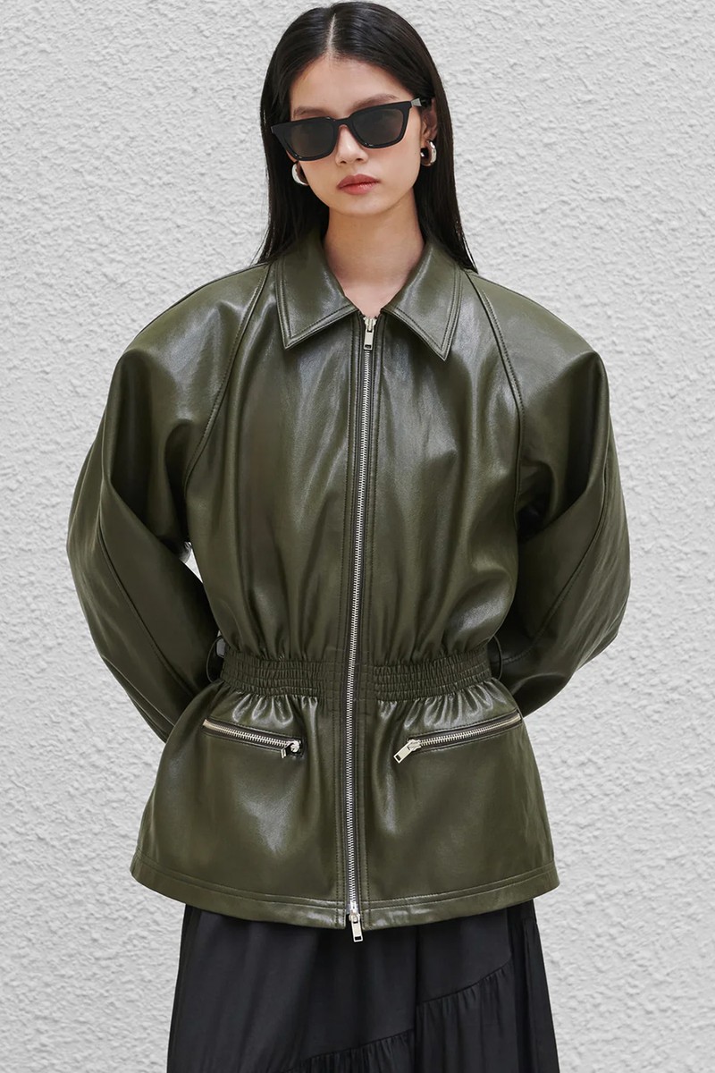 Annette Faux Leather Peplum Jacket from The Frankie Shop