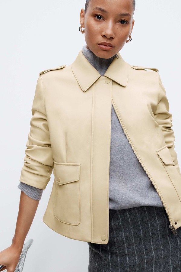 Faux Leather Harrington Jacket