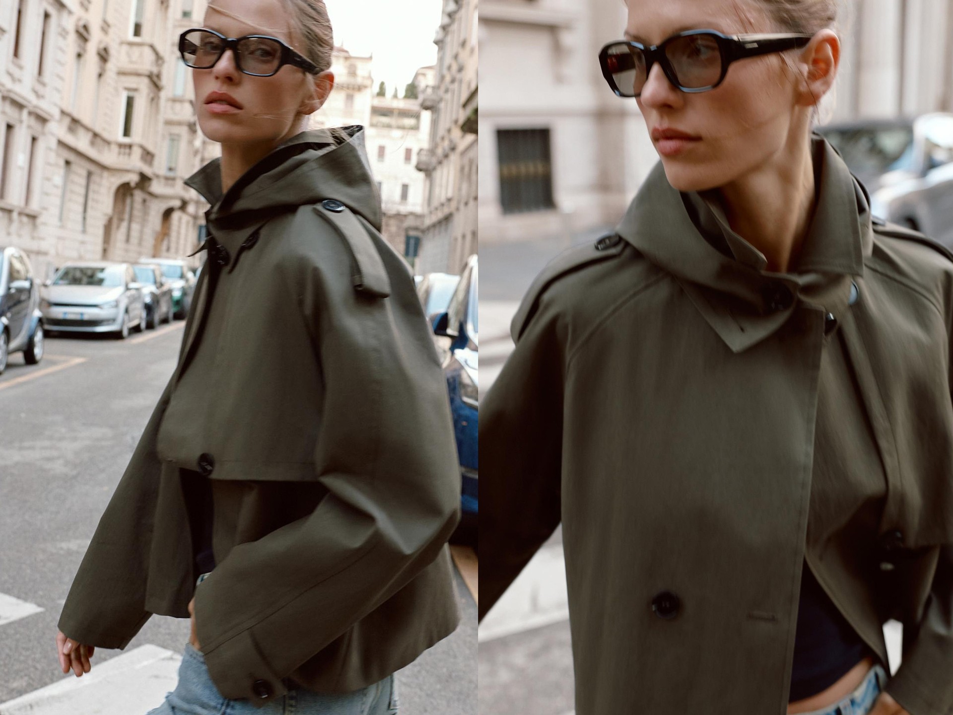 Short Hooded Trench Coat from Zara