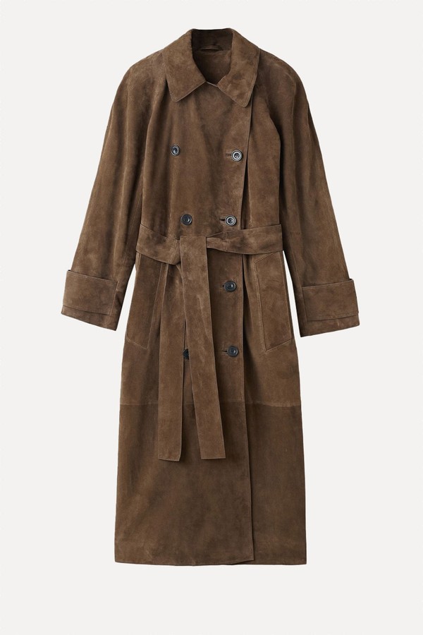 Suede Double-Breasted Trench Coat from Mango