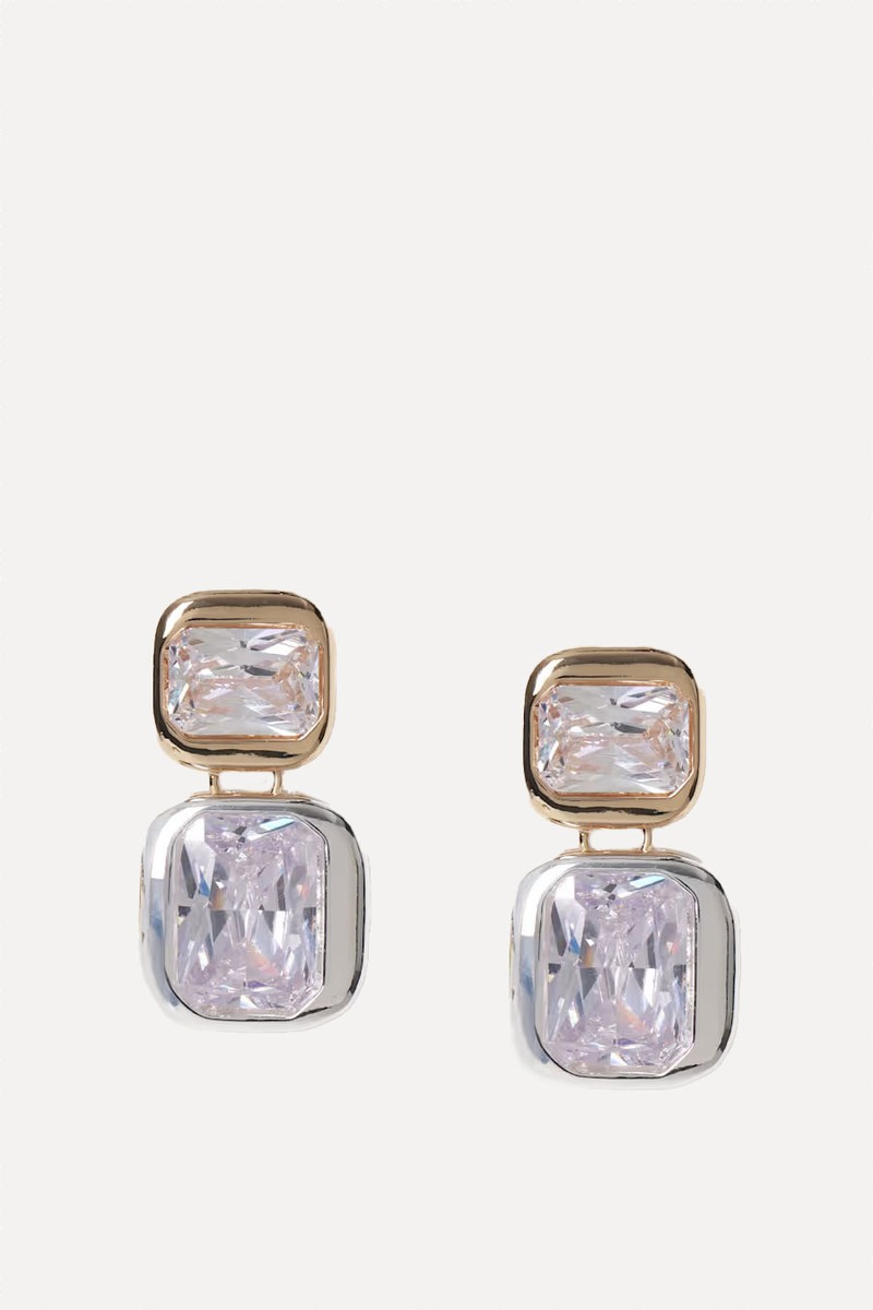 Mixed Metal Cubic Zirconia Drop Earrings from Autograph