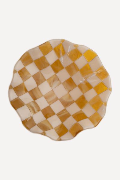 Checkered Glass Wavy Bowl from David Perry Glass Ceramics 