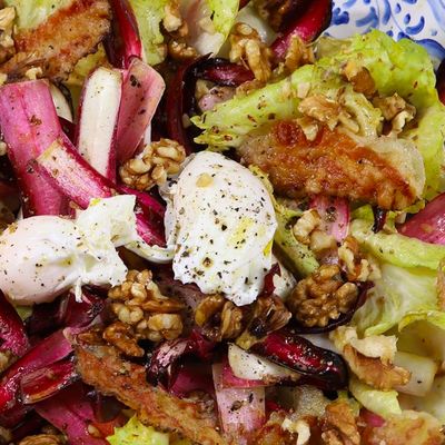 Treviso Radicchio Salad With Guanciale, Walnuts & Poached Eggs