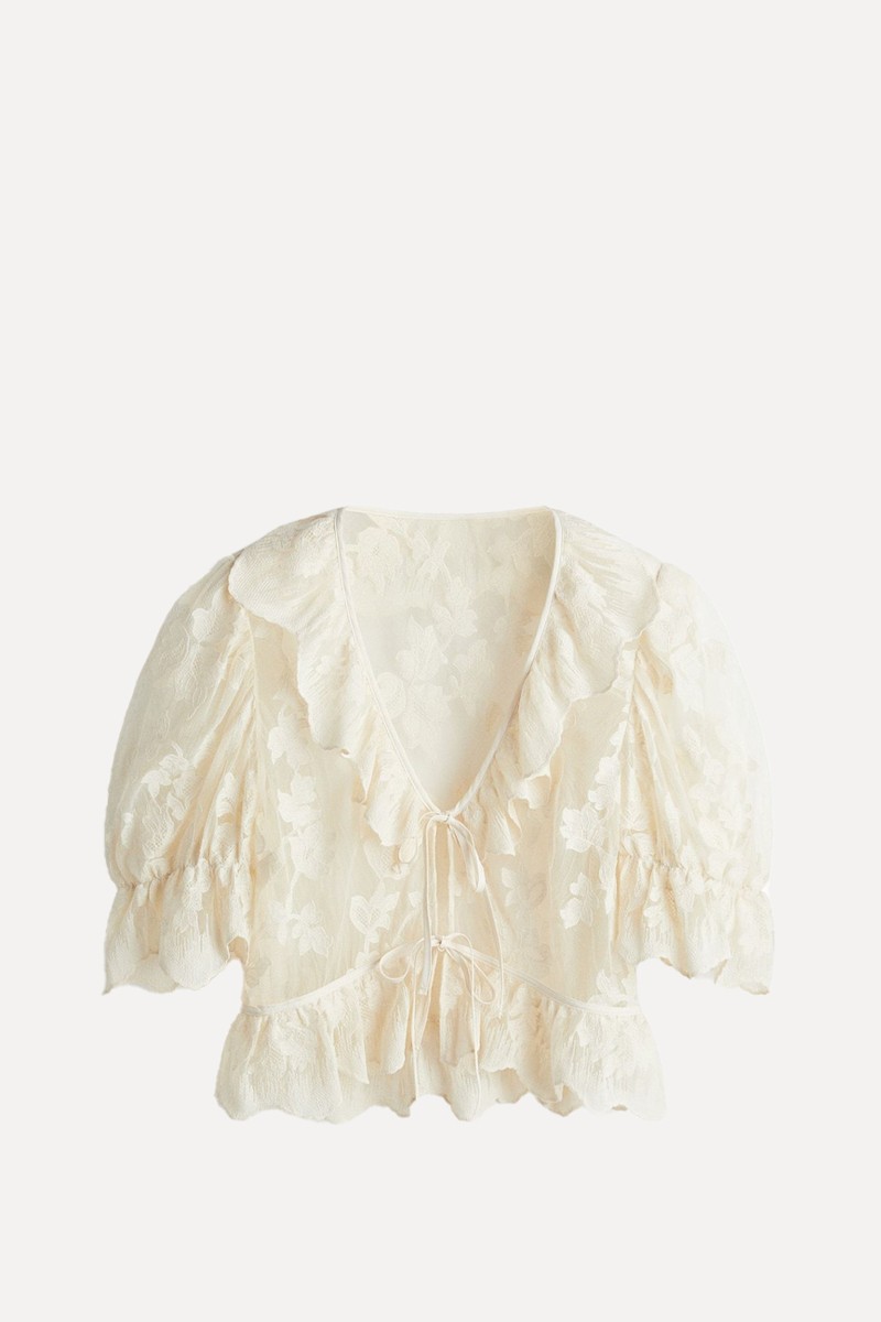 Embroidered Mesh Blouse