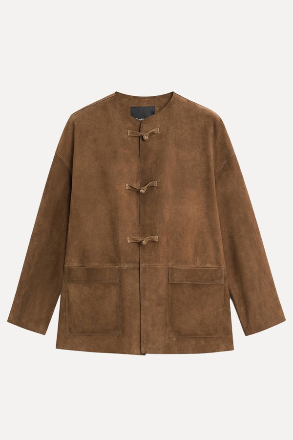 Suede Leather Stand Collar Jacket from Massimo Dutti