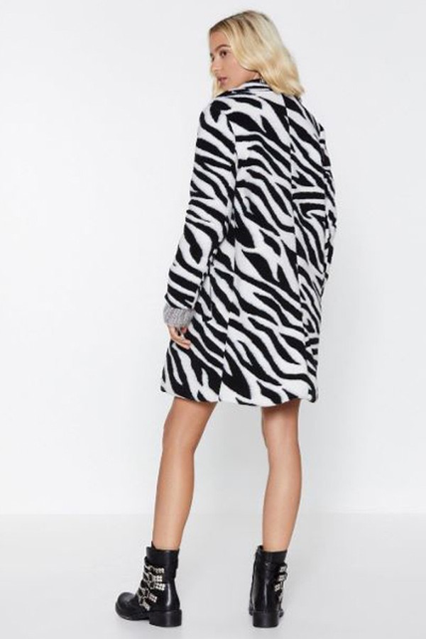 Just Like Magic Faux Fur Zebra Coat